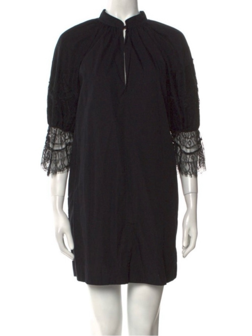 Givenchy Black Lace-Trimmed Sleeve Chemise